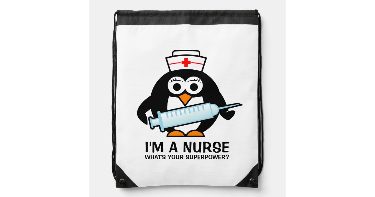 Cute nursing backpack with funny penguin nurse | Zazzle
