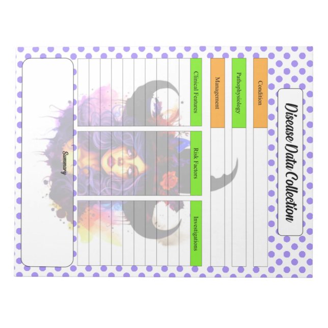 Cute Nursing Data Collection Template Notepad (Front)