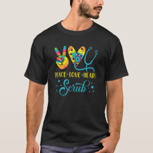 Cute Nursing Peace Love Heal Scrub Life Nurse T-Shirt