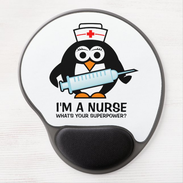Cute nursing quote mousemap with funny penguin gel mouse pad (Front)