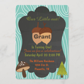 Cute Nut Woodland birthday party invitation 4