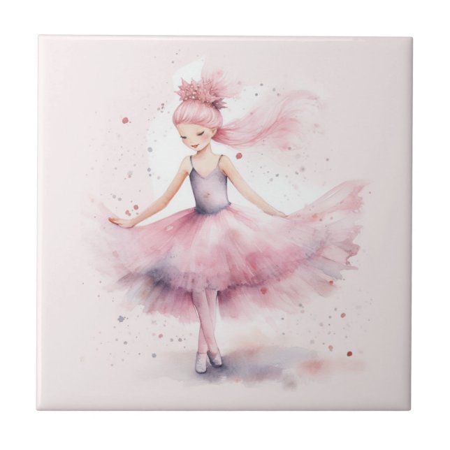 Cute nutcracker ballerina script name ceramic tile (Front)