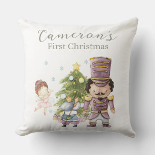 Cute Nutcracker Christmas Custom Photo Throw Pillow