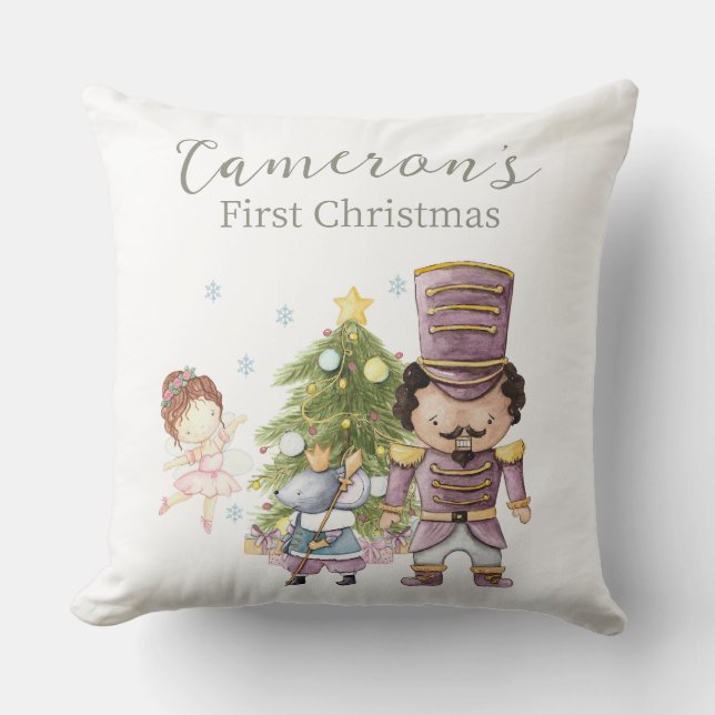 Cute Nutcracker Christmas Custom Photo Throw Pillow (Front)