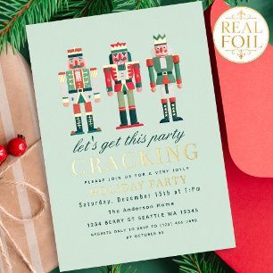 Cute Nutcracker Christmas Holiday Party Foil Invitation