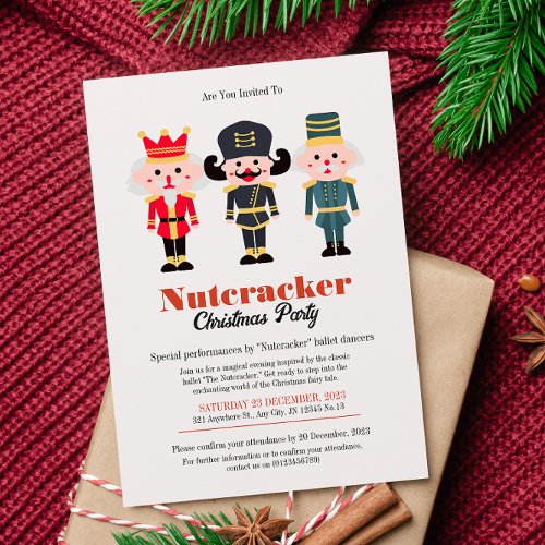 Cute Nutcracker Christmas Party Invitation