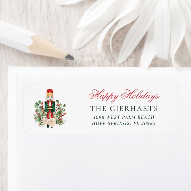 Cute Nutcracker Happy Holidays Return Address Label (Insitu)