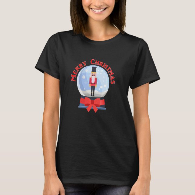 Cute Nutcracker In Snow Globe A Xmas  Idea T-Shirt (Front)