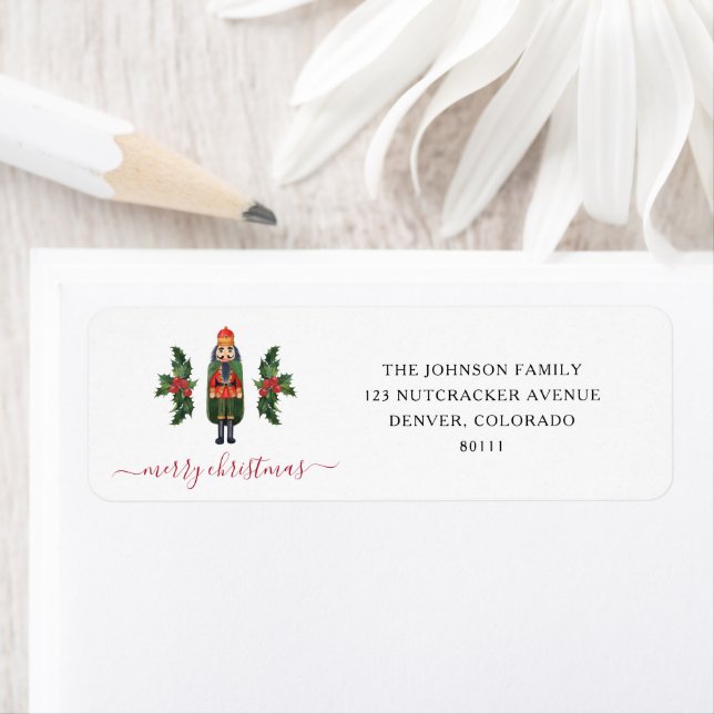 Cute Nutcracker Merry Christmas Address Label (Insitu)