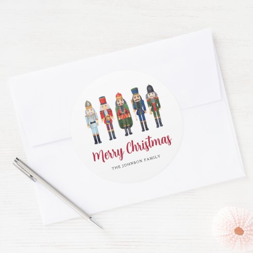 Cute Nutcracker Merry Christmas Classic Round Sticker