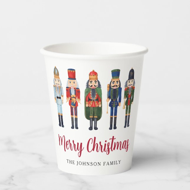 Cute Nutcracker Merry Christmas Paper Cups (Front)