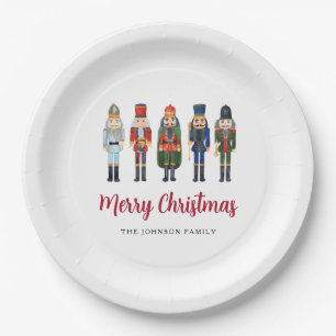 Cute Nutcracker Merry Christmas Paper Plates
