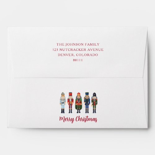 Cute Nutcracker Merry Christmas Return Address Envelope