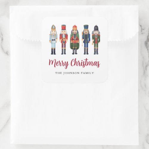 Cute Nutcracker Merry Christmas Square Sticker