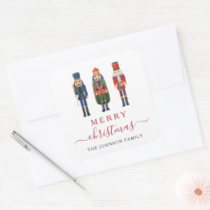 Cute Nutcracker Merry Christmas Square Sticker