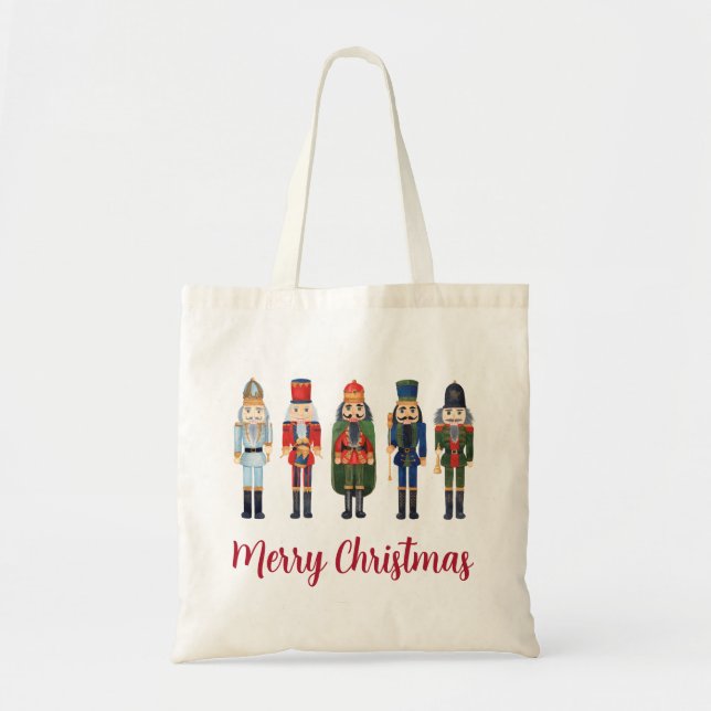 Cute Nutcracker Merry Christmas Tote Bag (Front)