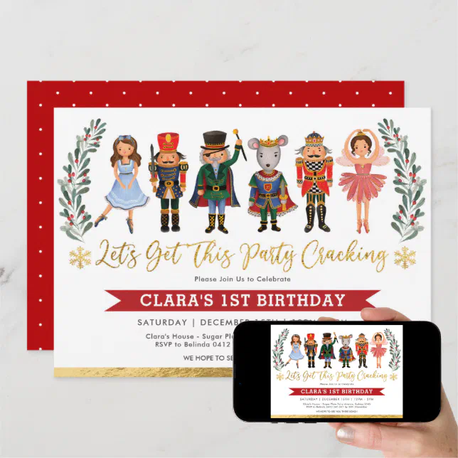 Cute Nutcracker Party Winter Christmas Birthday Invitation | Zazzle