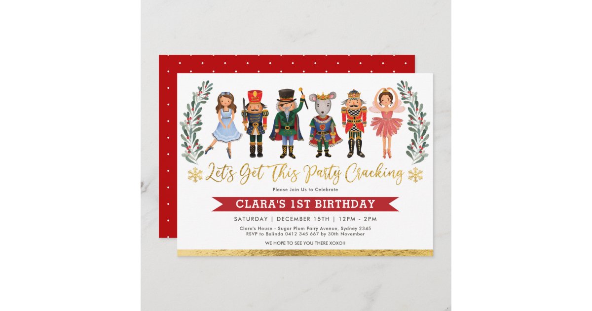 Cute Nutcracker Party Winter Christmas Birthday Invitation 