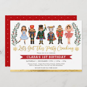 Cute Nutcracker Party Winter Christmas Birthday Invitation