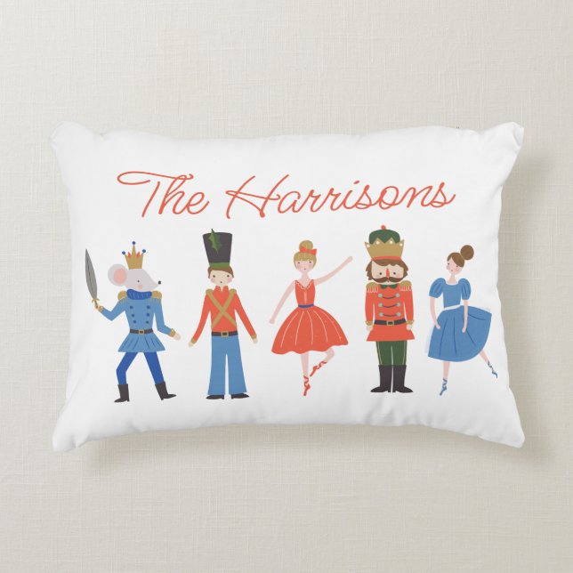 Cute Nutcracker Personalized Christmas Accent Pillow (Front)