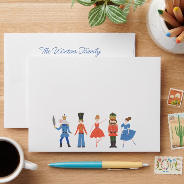 Cute Nutcracker Personalized Christmas Envelope (Desk)