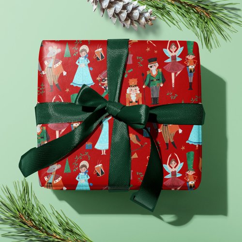 Cute Nutcracker Red Christmas Holiday Wrapping Paper