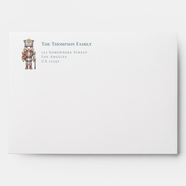 Cute Nutcracker Return Name Address Christmas Envelope (Front)