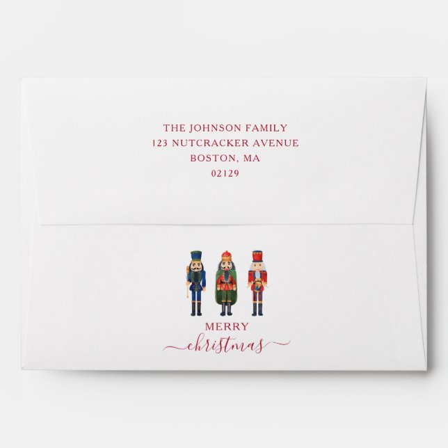 Cute Nutcracker Script Christmas Return Address Envelope (Back (Top Flap))