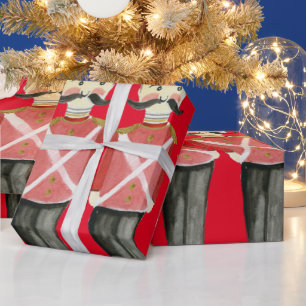 Cute Nutcracker Soldier Art Mustache Wrapping Paper