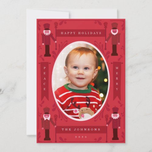 Cute Nutcracker with Banners Holiday Card