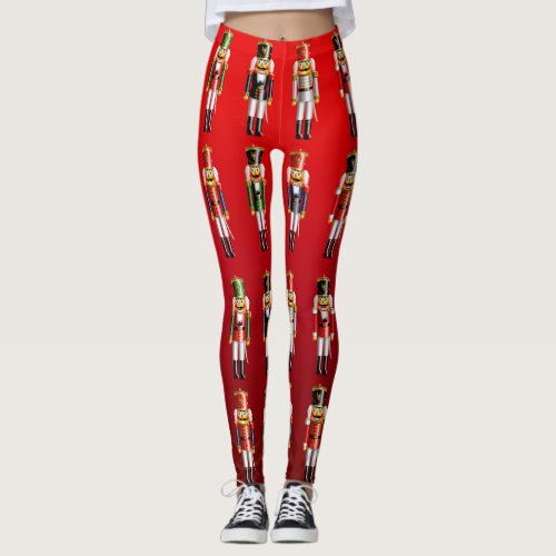 Cute Nutty Nutcracker Army Cartoon Leggings