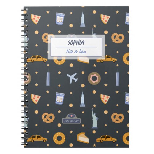 Cute NYC pattern dark gray Spiral Notebook