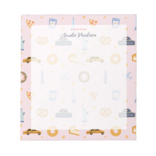 Cute NYC pattern pink custom Name  Notepad