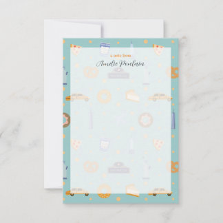Cute NYC Pattern Turquoise Green Personalized Name Thank You Card