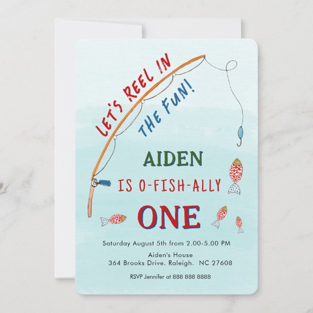 Cute O- Fish-Ally One Fishing 1st Birthday  Invitation (Front)