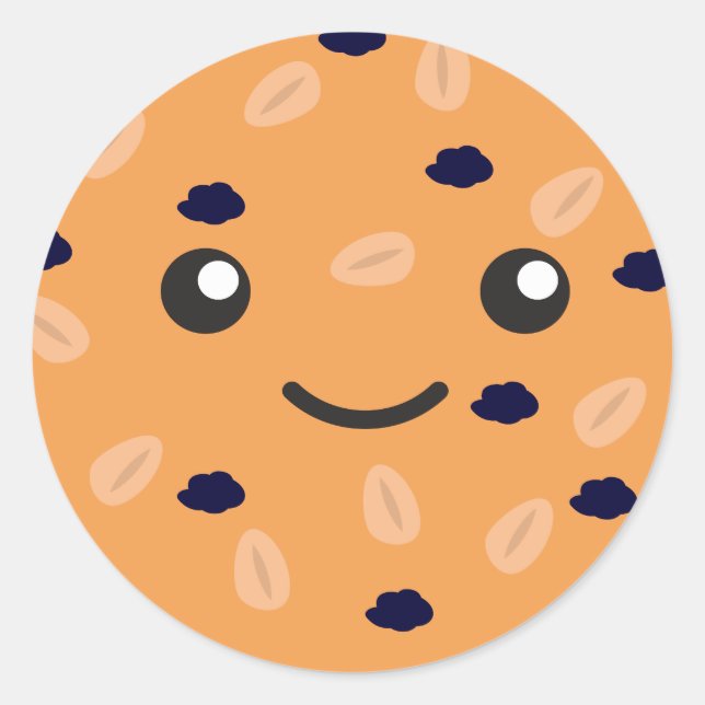 Cute Oatmeal Raisin Cookie Classic Round Sticker (Front)