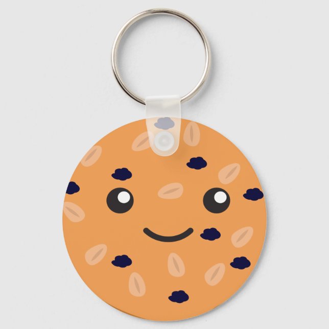 Cute Oatmeal Raisin Cookie Keychain (Front)
