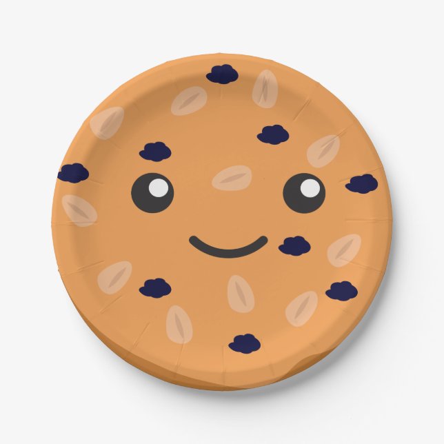Cute Oatmeal Raisin Cookie Paper Plates (Front)
