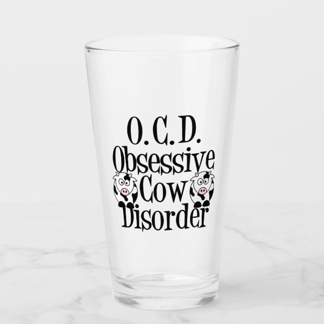 Cute Obsessive Cow Disorder Glass (Front)
