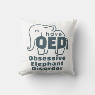 Cute Obsessive Elephant Disorder  Throw Pillow
