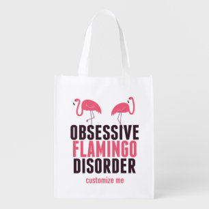 Cute Obsessive Flamingo Disorder Custom Grocery Bag