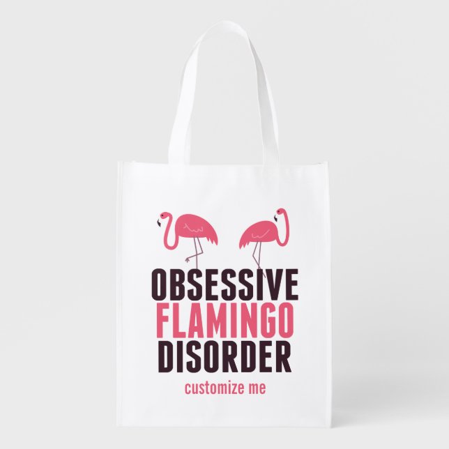 Cute Obsessive Flamingo Disorder Custom Grocery Bag (Front)
