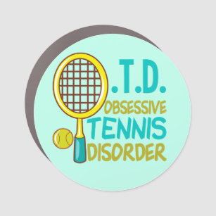 Cute Obsessive Tennis Disorder Teal Car Magnet