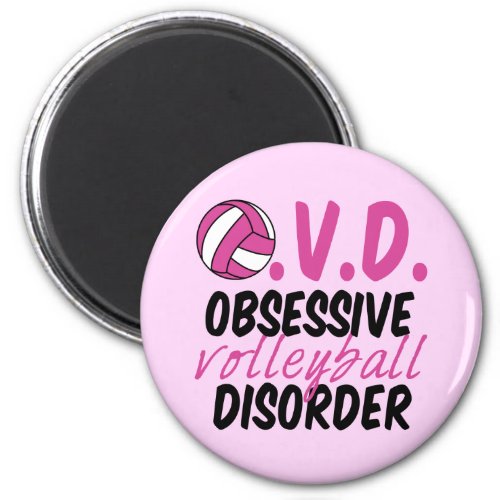 Cute Obsessive Volleyball Disorder Pink Player Magnet