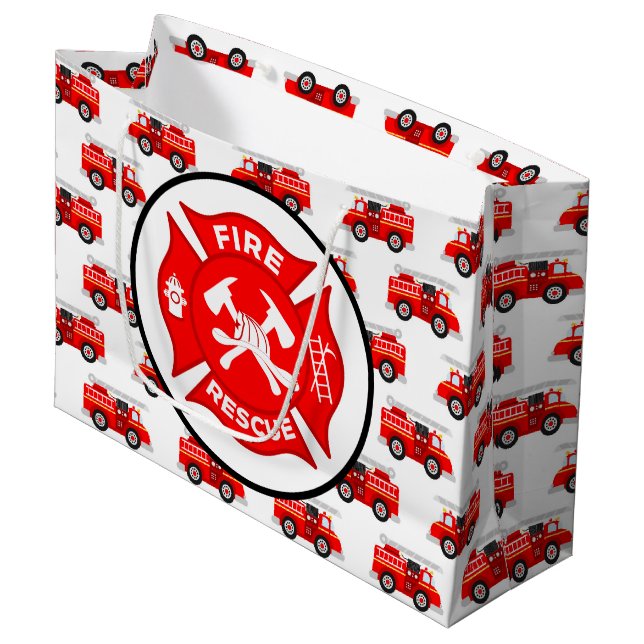 Cute occupation fireman party large gift bag (Front Angled)