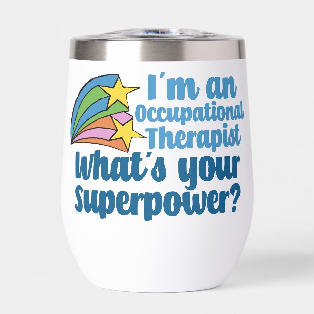 Cute Occupational Therapist Superhero Thermal Wine Tumbler (Front)