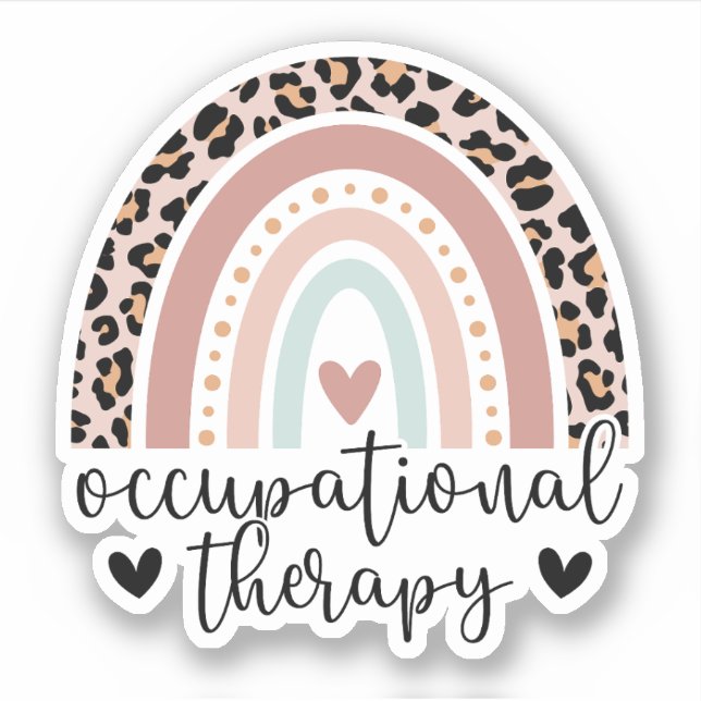 Cute Occupational Therapy OT Leopard Rainbow Sticker (Front)