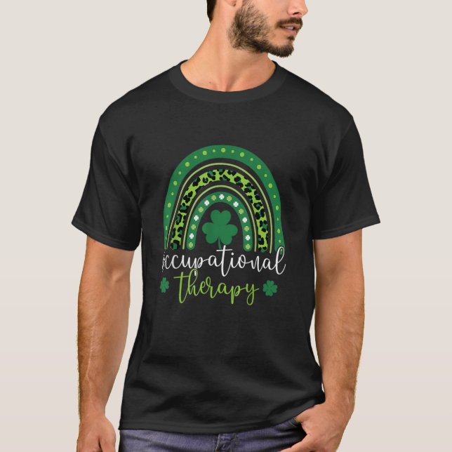 Cute Occupational Therapy Ot St Patricks Day Leopa T-Shirt (Front)