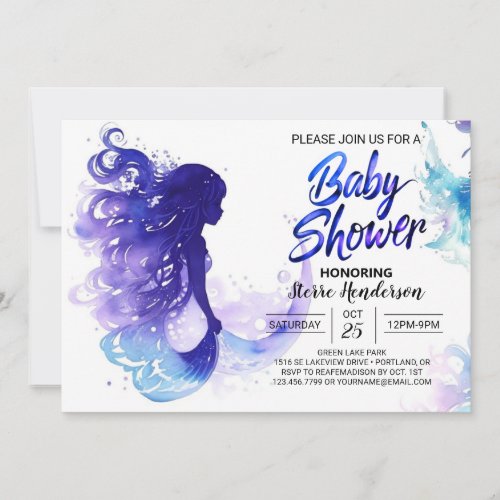 Cute Ocean Adventures Mermaid Baby Shower Invitation