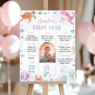 Cute Ocean Animal Under the Sea Birthday Milestone Poster